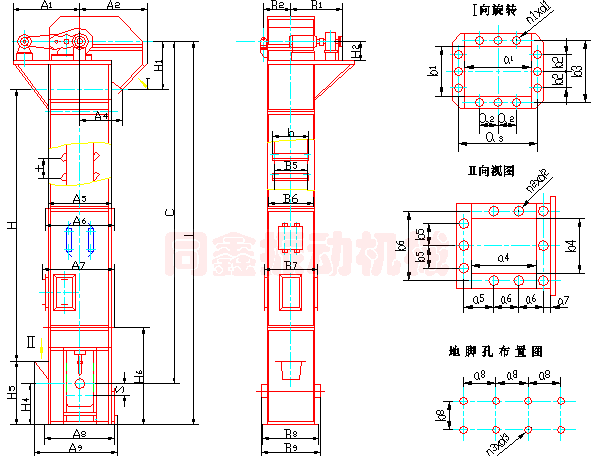TD型斗式提升機外形圖-同鑫振動